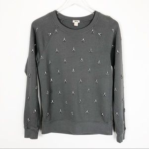 J.Crew Factory Jeweled Sweatshirt Dark Gray Size S